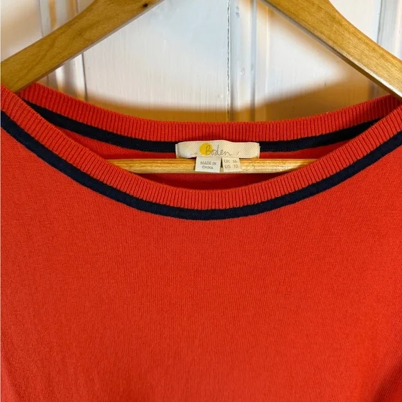 Boden Orange sweater Dress with Striped Sleeves UK 16, US 12 - Picture 5 of 14